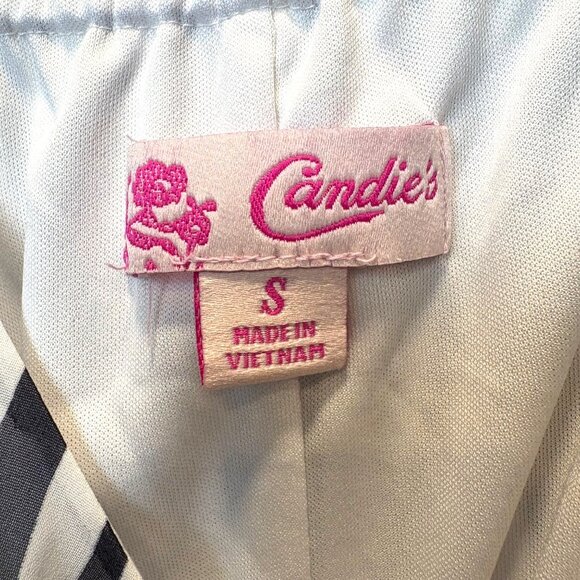 Candies‎ Black & White Chevron Striped Maxi Dress S Retro Y2K Adj Straps Lined - Picture 3 of 10